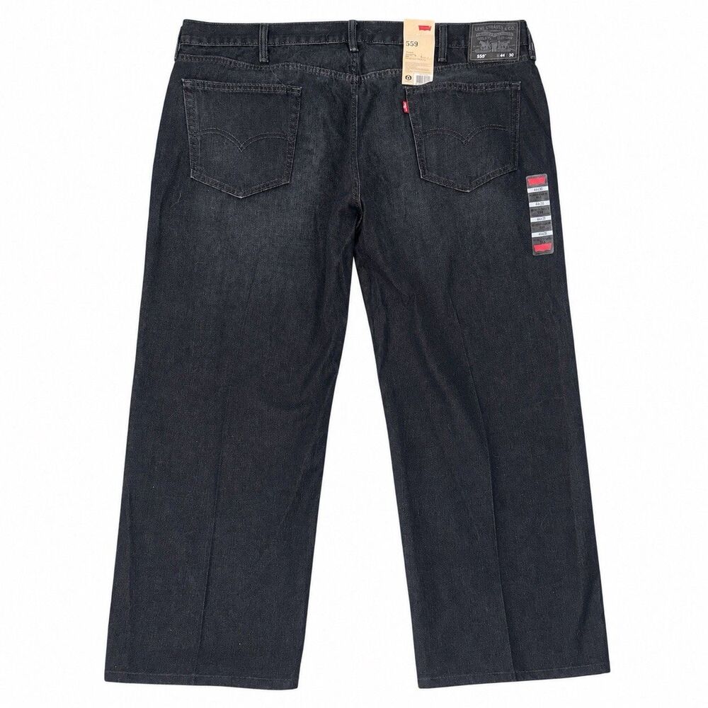 Levi’s 559 Jeans Mens 44x30 (44x28.5) Black Relaxed Straight Stretch Denim NWT - Picture 3 of 7